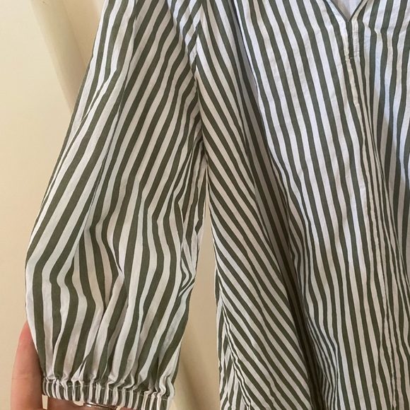 MELROSE AND MARKET POPLIN COTTON MINIDRESS IN GREEN CHIVE CABANA STRIPE - Picture 4 of 6